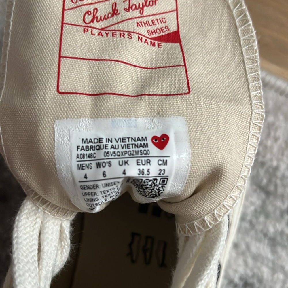 New & Never Worn - CONVERSE X COMME DES GARCONS PLAY ALL STAR CHUCK - Picture 6 of 7
